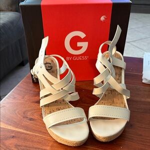 Guess Women's Beige Strappy Wedges